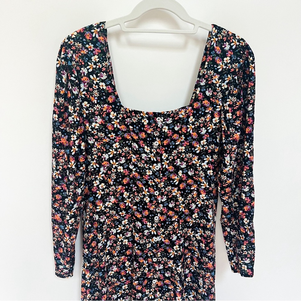 Long Sleeve Colorful Floral Midi Dress - Picture 7 of 13